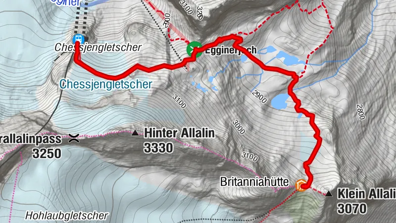 Winter hiking trail Britannia hut (via Felskinn - Egginerjoch)