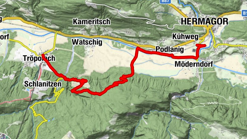 Hermagor nach Tröpolach über Burgstall