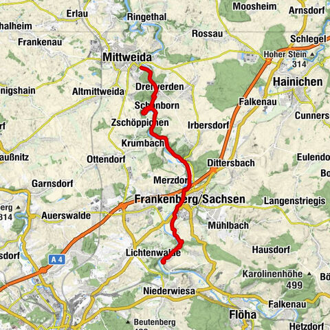 Zschopautalweg z Braunsdorfu do Mittweidy