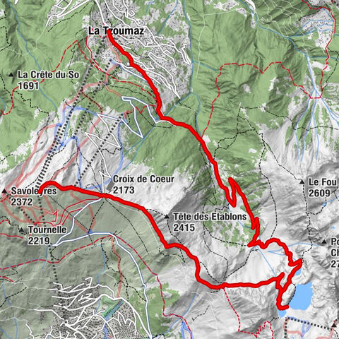 From Savoleyres to the mountain lake Lac des Vaux