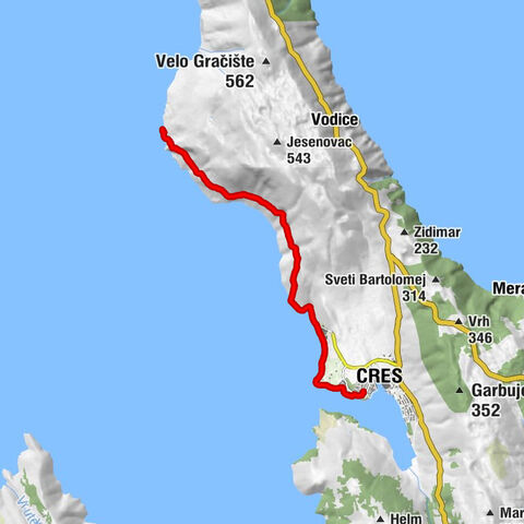 Von Cres entlang der Küste nach Sv. Plaz