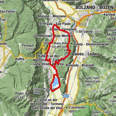 Bike-Tour Girlan - Montiggler Seen - Kalterer See - Girlan