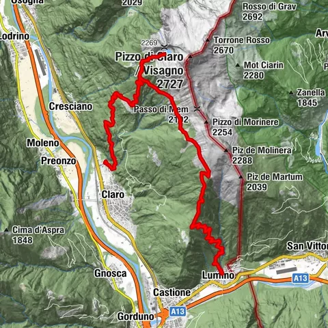 Pizzo di Claro region and Lake Canee