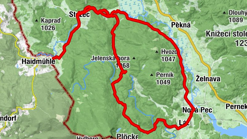 Fahrrad-Rundtour: Haidmühle-Grenzübergang/Nove Udoli - Schwarzenberger Schwemmkanal über Nova Pec/Neuhofen