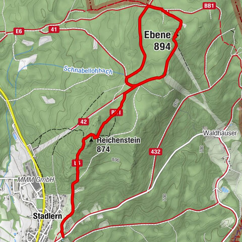 Stadlern - Hochfels - Reichenstein - Ebene