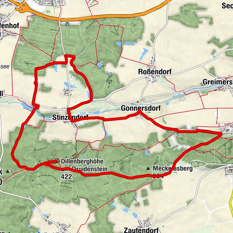 Cadolzburg - Waldhaus - Dillenberghöhe am Druidenstein - Hammerschmiede