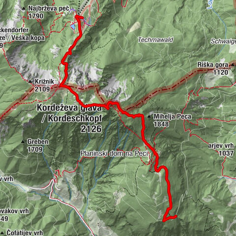 Črna na Koroškem - Mala Peca - Kordeževa glava - Ezzo's Hütte