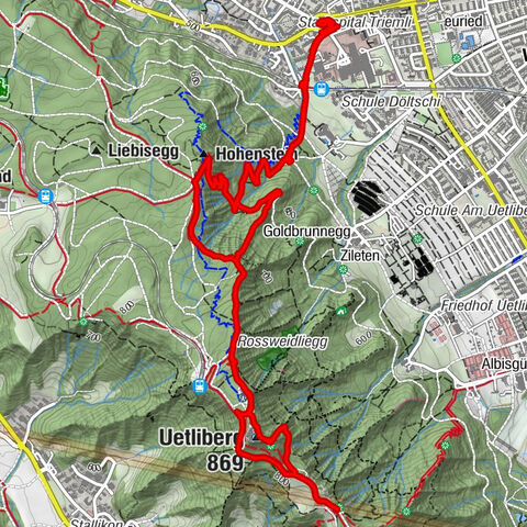 Zürich - Uetliberg - Hohenstein - Albisrieden