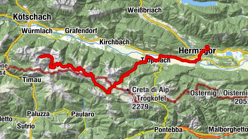 Frondell Alm – Achornach A. – Waidegger A. – Straniger A. – Lanza – Rattendorfer A. - Hermagor