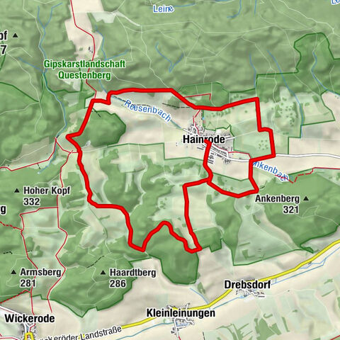 Circular hiking route around Hainrode