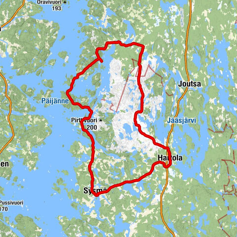 Retkipyöräreitti Sysmä - Luhanka - Tammijärvi - Hartola - Sysmä