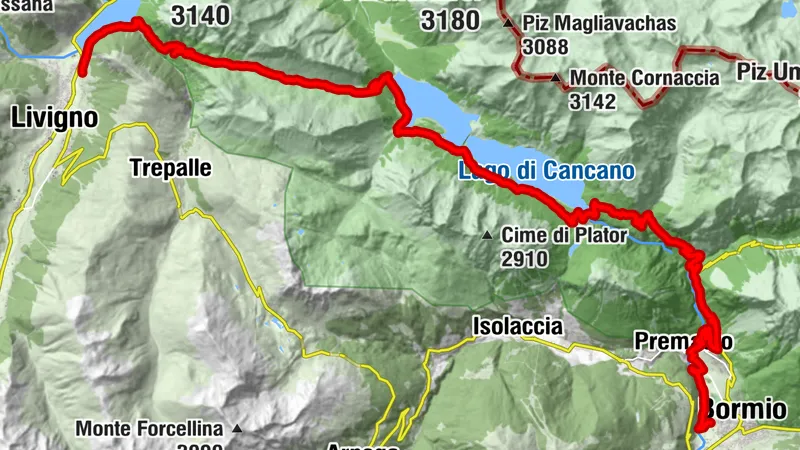 From Bormio to Livigno, along the Cancano Lakes and the Alpisella Valley
