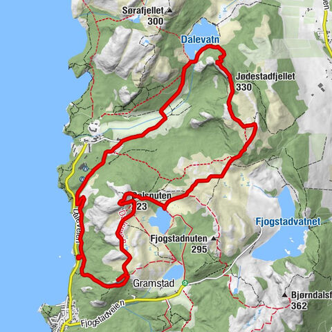 Sandnes - Øvre Eikenuten - Dalsnuten - Jødestadfjellet
