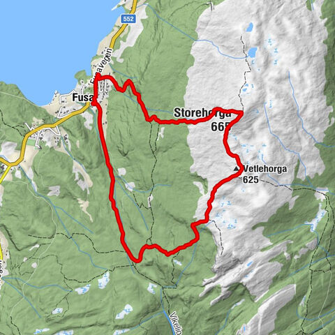 Fusa - Kampen - Storehorga - Vetlehorga