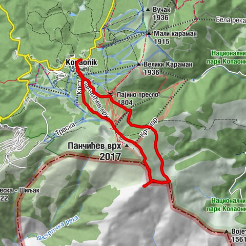 Kopaonik centar - Pancic - Nebeske stolice - Centar