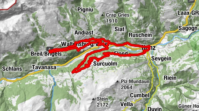 Bike figure 8 from Brigels via Ilanz and Obersaxen