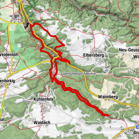 Kiosk Klumpertal - Felsenbad - Kl.  Teufelshöhle (MD- & Frankenweg) - Entenstein (MD-Weg - Jägersteig - Jägersteig II) - Kiosk Klumpertal (Frankenweg)