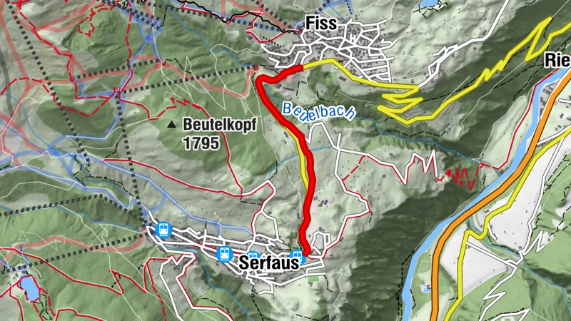 Finesweg nach Serfaus (beleuchteter Weg)