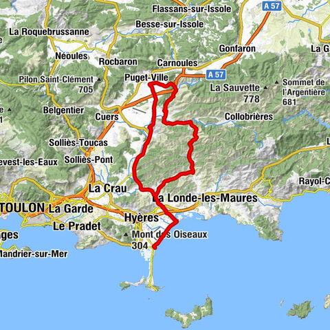 Hyères port, vineyards via Pierrefeu, Les Borrels