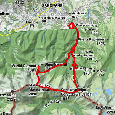 Zakopane - Kondratova kopa / Kopa Kondracka - Wielki Giewont - Bogówka