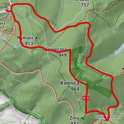 Przełęcz Jugowska - Słoneczna - Kalenica - Bielawska Polana