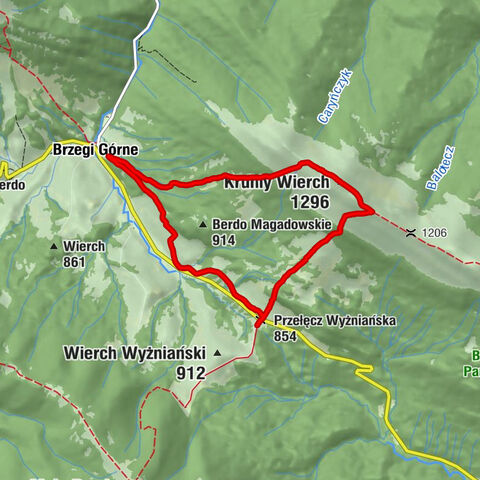 Przełęcz Wyżniańska - Kruhly Wierch - Brzegi Górne