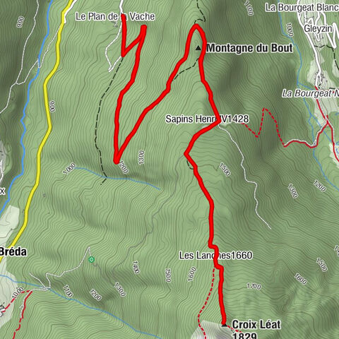 Le Plan de la Vache - Montagne du Bout - Chalet du Bout - Croix Léat