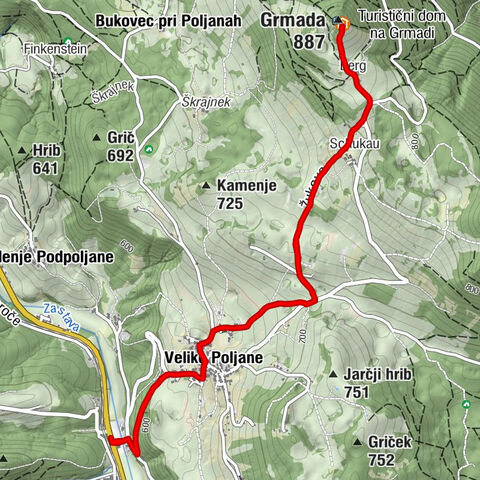 Ortnek - Dule - Turistični dom na Grmadi - Grmada