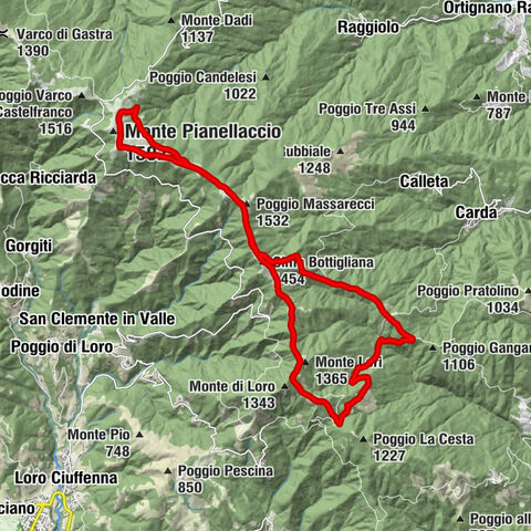 Monte Pianellaccio - Poggio Massarecci - Monte Lori - Castel Focognano