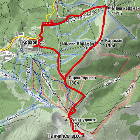 Копаоник - Суво рудиште - Панчићев врх - Велики Караман