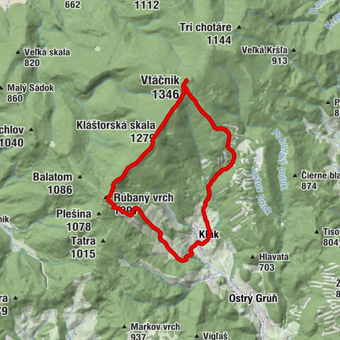 Pohostinstvo Horec - Vtáčnik - Kláštorská skala - Kľak
