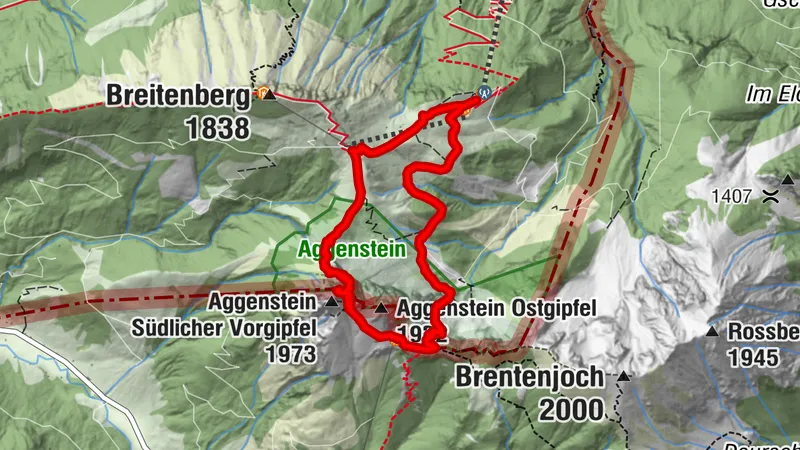 Circular hike to Aggenstein from the mountain station Breitenbergbahn