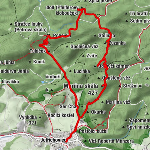 Jetřichovice - Poštolčí kužel - Věž Petra Rady - Okurka