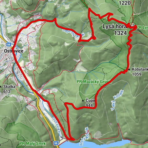 Ostravice - Lysá hora - Bezručova chata - Kobylanka