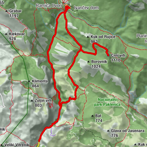 Klanci - Lugarnica Sumarska Kuca - Planinarski dom Paklenica - Crni vrh