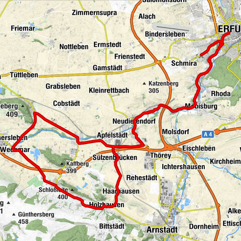 Cycling route - Everyone's Tour 2019 - Short route - From Erfurt to Wechmar