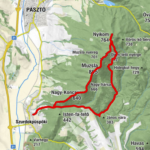 Szurdokpüspöki - Nyikom - Muzsla - Nagy-hársas