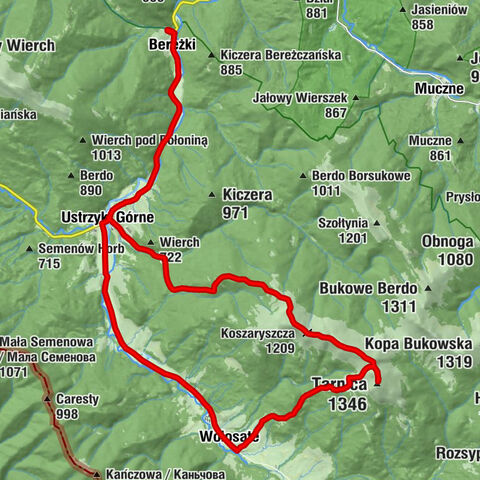 Bereżki - Tarniczka - Tarnica - Ustrzyki Górne