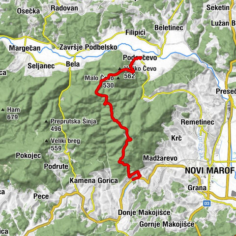Podevčevo - Veliko Čevo - Planinarska kuća Grebengrad - Topličica