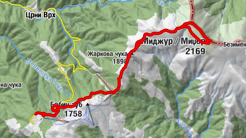 Планинарски дом Бабин Зуб - Жаркова чука - Тупанар - Миджур / Миџор