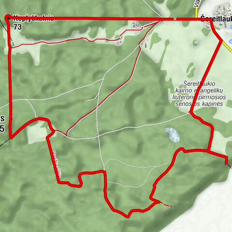 Šereitlaukis - Koplyčkalnis - Šereiklaukio miško apžvalgos bokštas - Abšriūtų kalnas