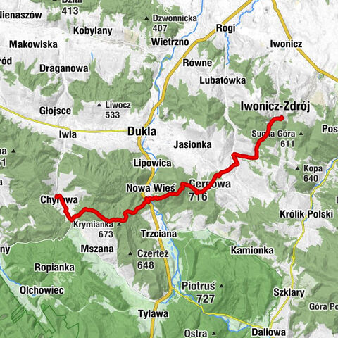 Iwonicz-Zdrój - Cergowa - Czystyny - Chyrowa