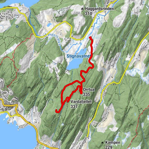 Fana - Orrtudalen - Vardafjellet - Orrtua
