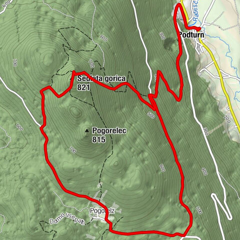 Podturn - Pogorelec (817 m) - Sedlata gorica - Pogorelec