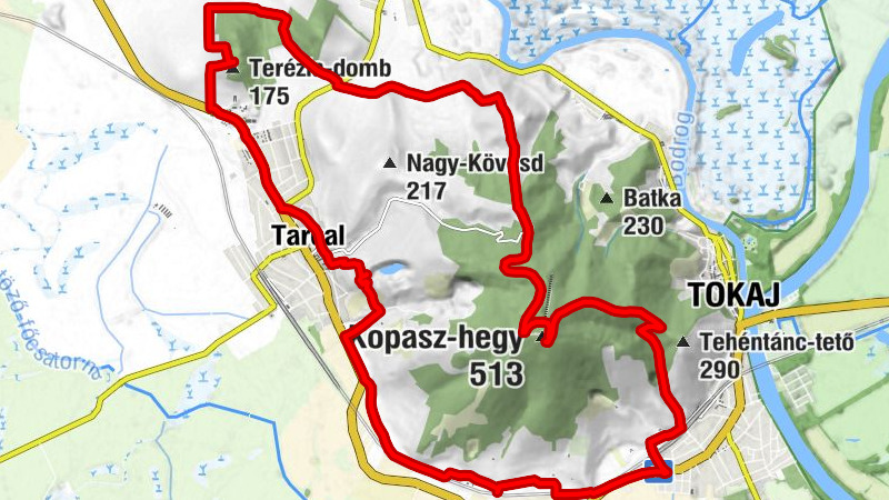 Binét - Tokaji-hegy - Szentkereszt - Tokaj