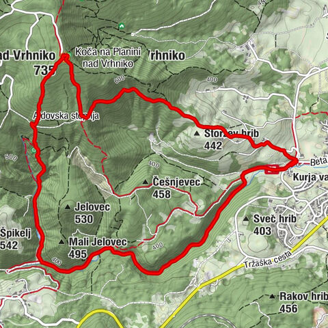 Vrhnika - Koča na Planini nad Vrhniko - Planina nad Vrhniko - Kurja vas