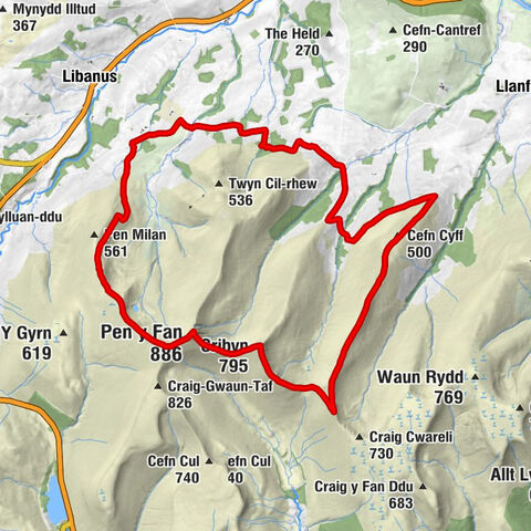 Heol-fanog - Corn Du - Pen y Fan - Llanfrynach