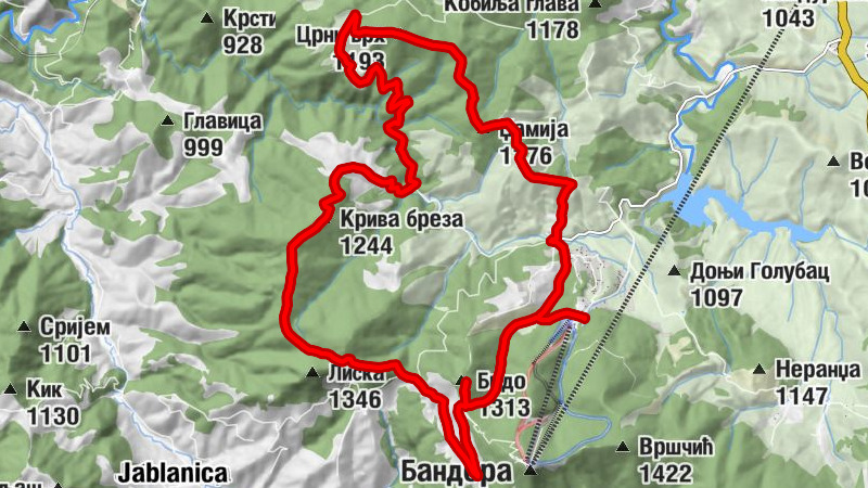 Јабланица - Брдо - Крива бреза - Црни врх