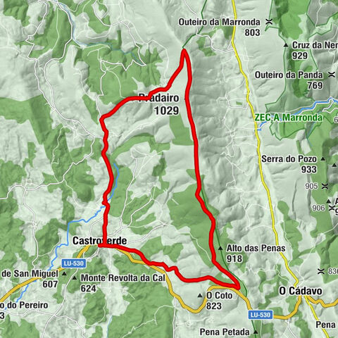 Castroverde - Alto da Baqueriza - Pradairo - Igrexa de Santiago de Vilariño