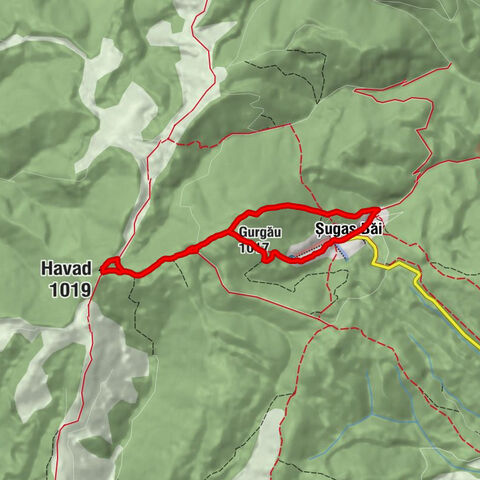 Șugaș Băi - Gurgău - Gyertyános-kút - Havad